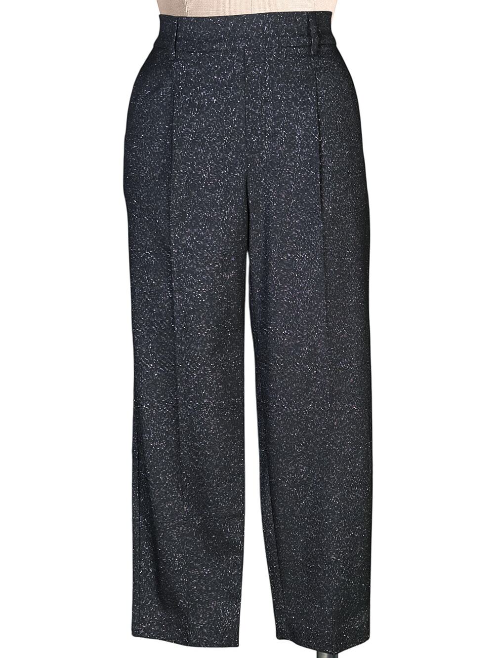 LOFT Ann Taylor Black Pants Sparkle Trousers SP Stretch Waist Small Petite